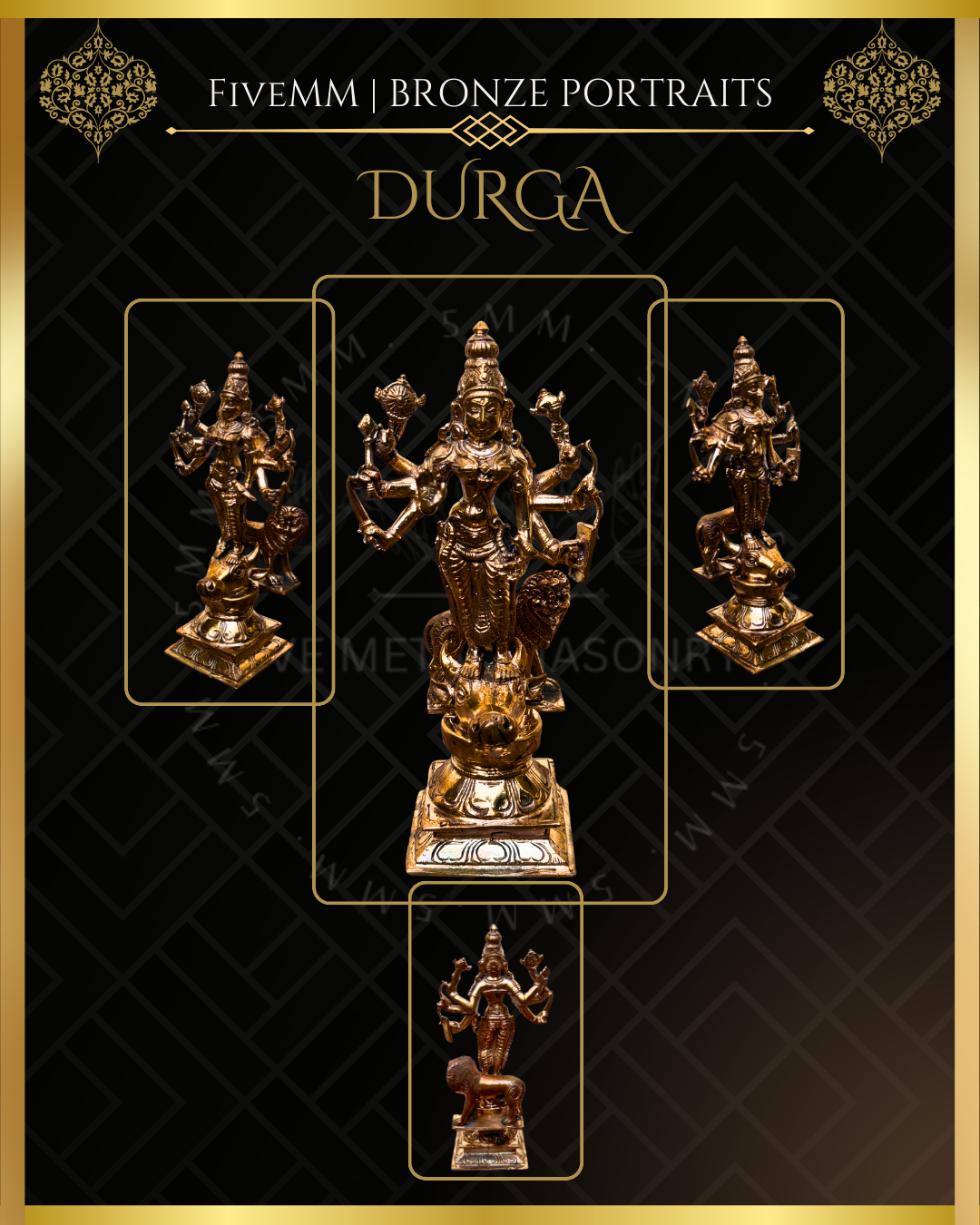 Durga  Panchaloha Bronze Icon - 6" - Polished finish