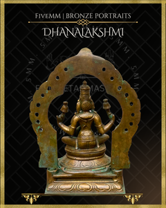 Dhana Lakshmi/Kubera Lakshmi Panchaloha Bronze Icon - 5.5"  with arch -  Antique finish