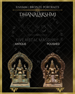 Dhana Lakshmi/Kubera Lakshmi Panchaloha Bronze Icon - 5.5"  with arch -  Antique finish