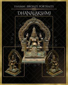Dhana Lakshmi/Kubera Lakshmi Panchaloha Bronze Icon - 5.5"  with arch -  Antique finish