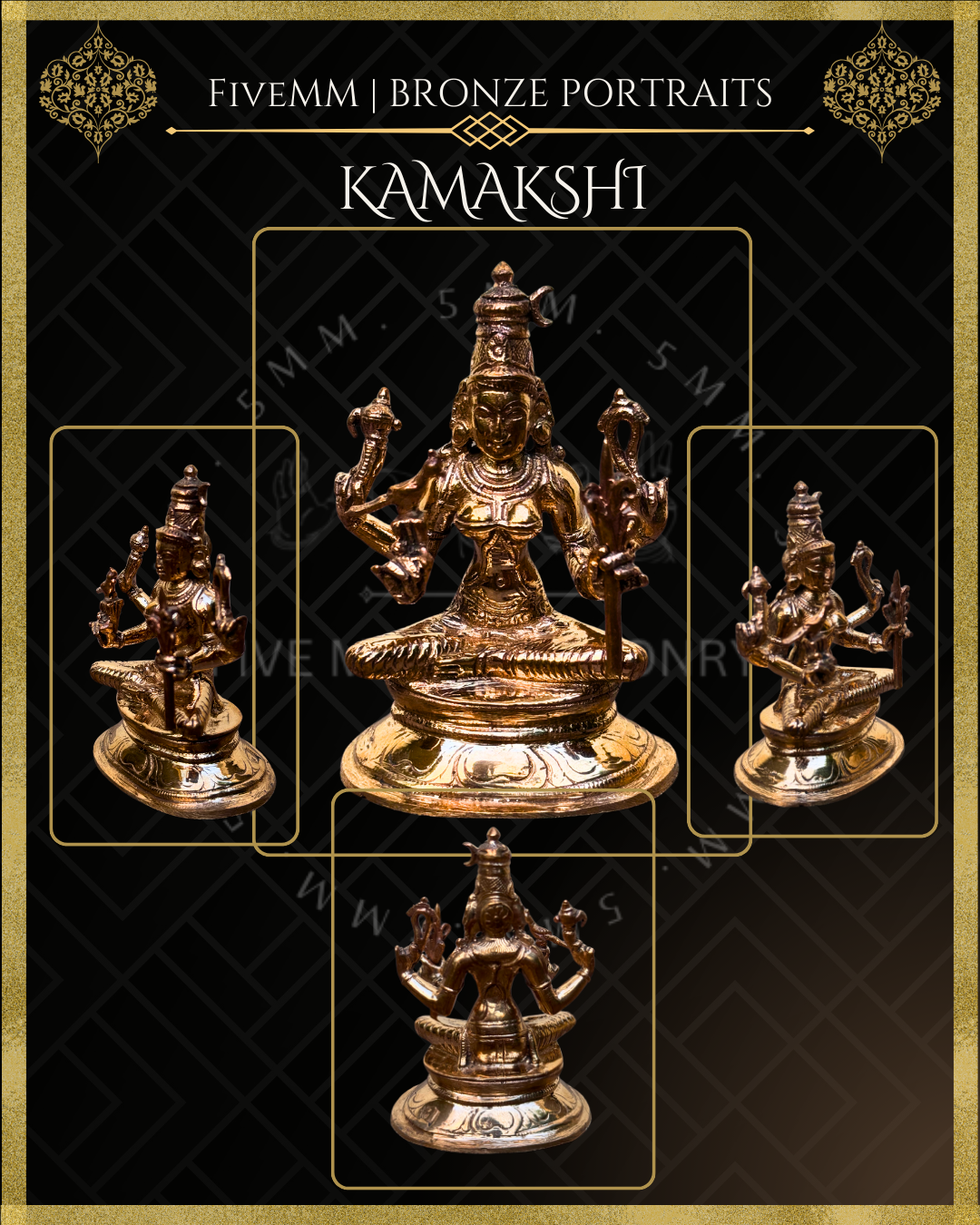 Kamakshi Panchaloha Bronze Icon - 3.5" -  Polished finish