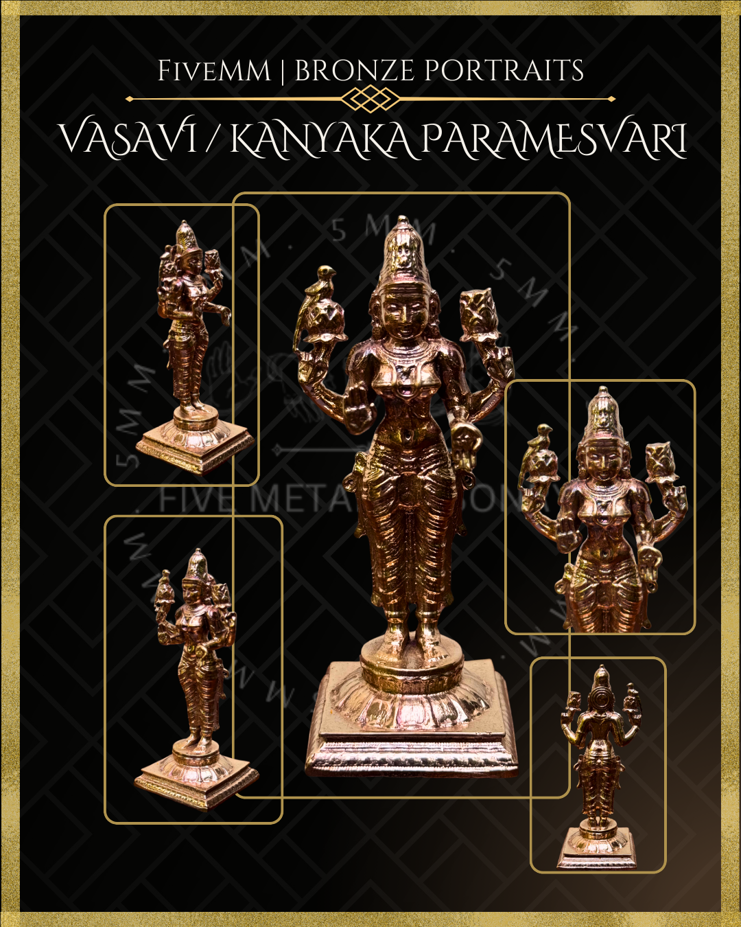 Vasavi / Kanyaka Parameshwari Panchaloha Bronze Icon - 4" - Polished finish