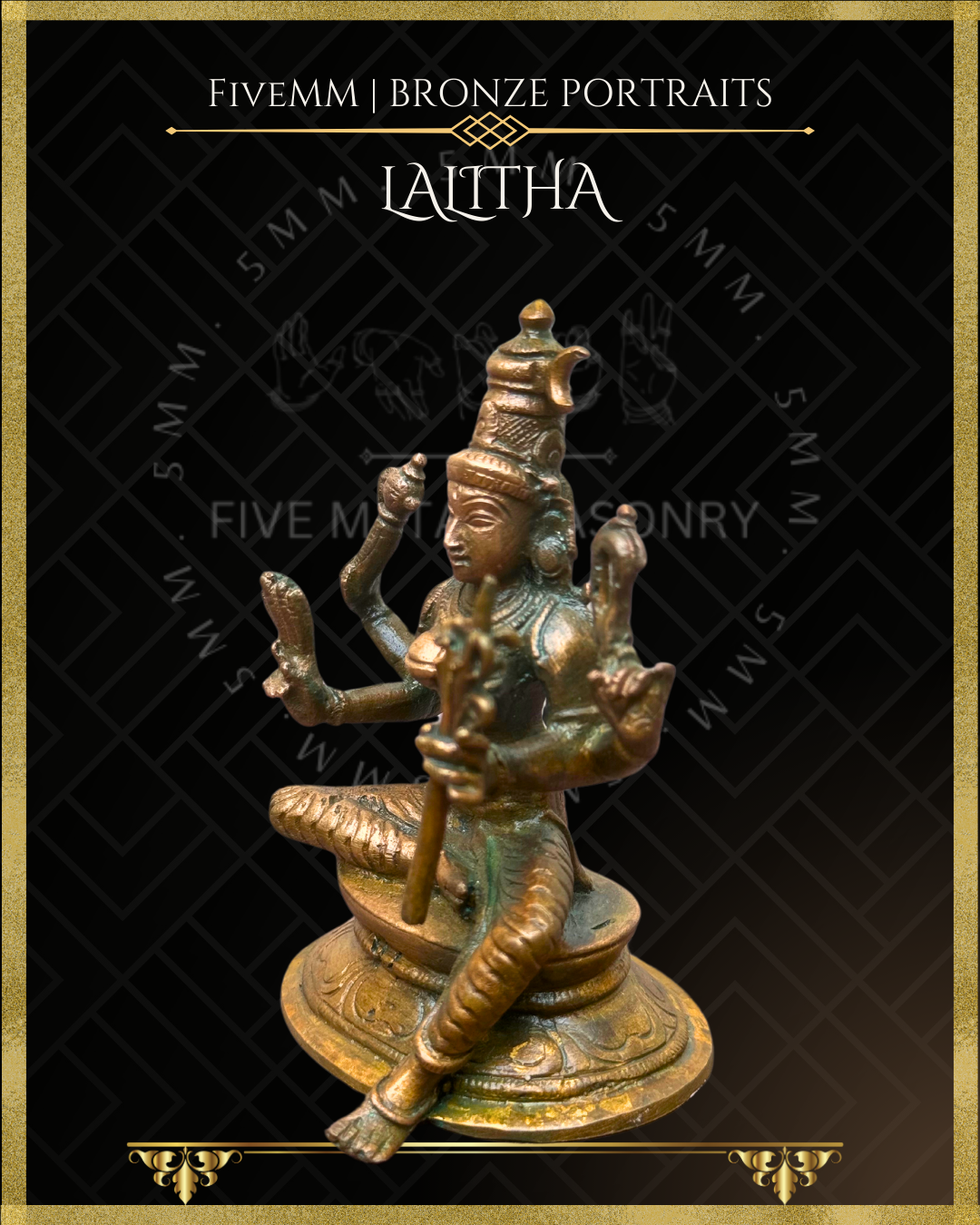 Lalitha Tripurasundari Panchaloha Bronze Icon - 3.5" -  Antique finish