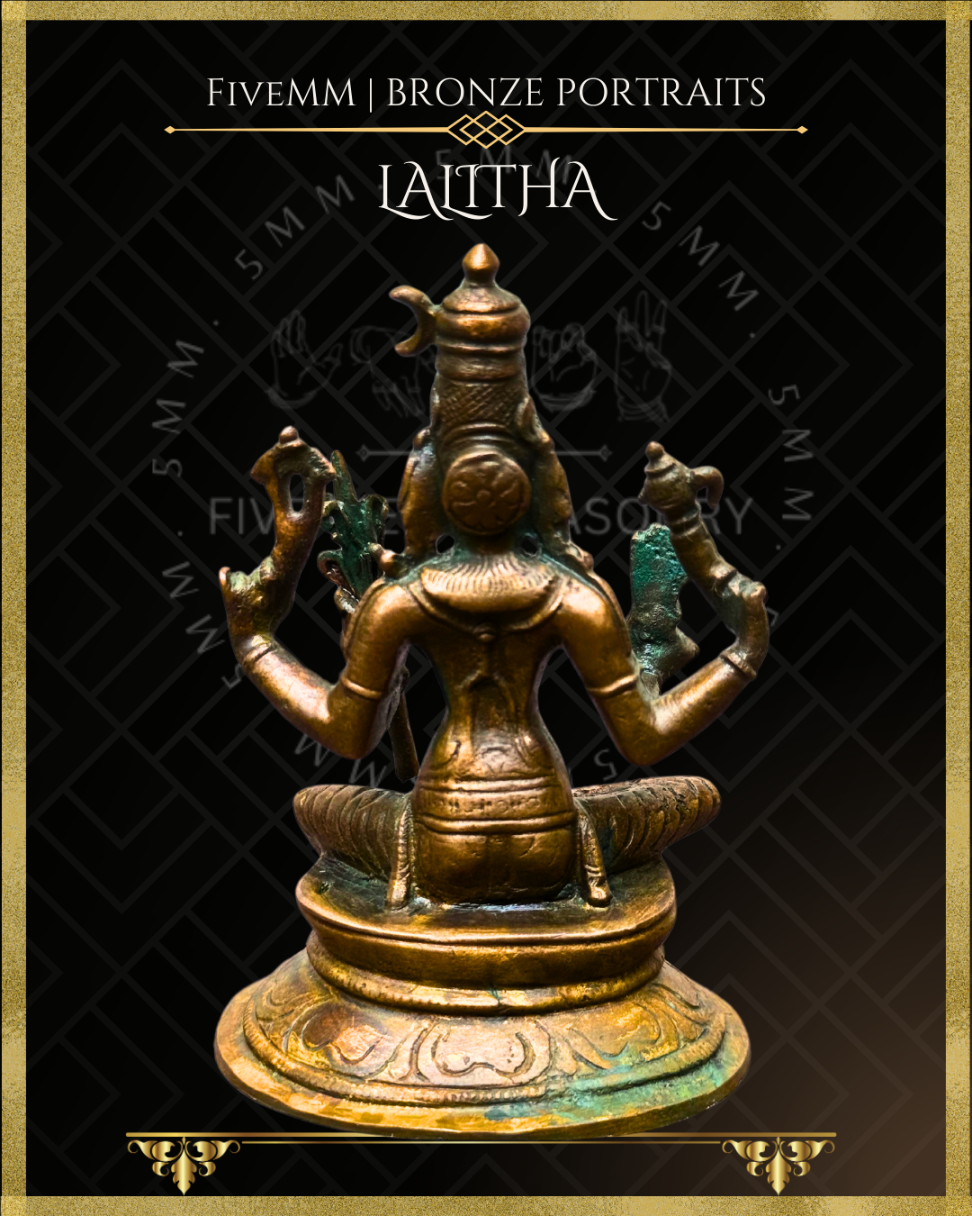 Lalitha Tripurasundari Panchaloha Bronze Icon - 3.5" -  Antique finish