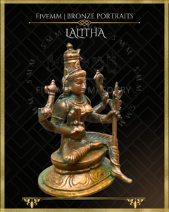 Lalitha Tripurasundari Panchaloha Bronze Icon - 3.5" -  Antique finish