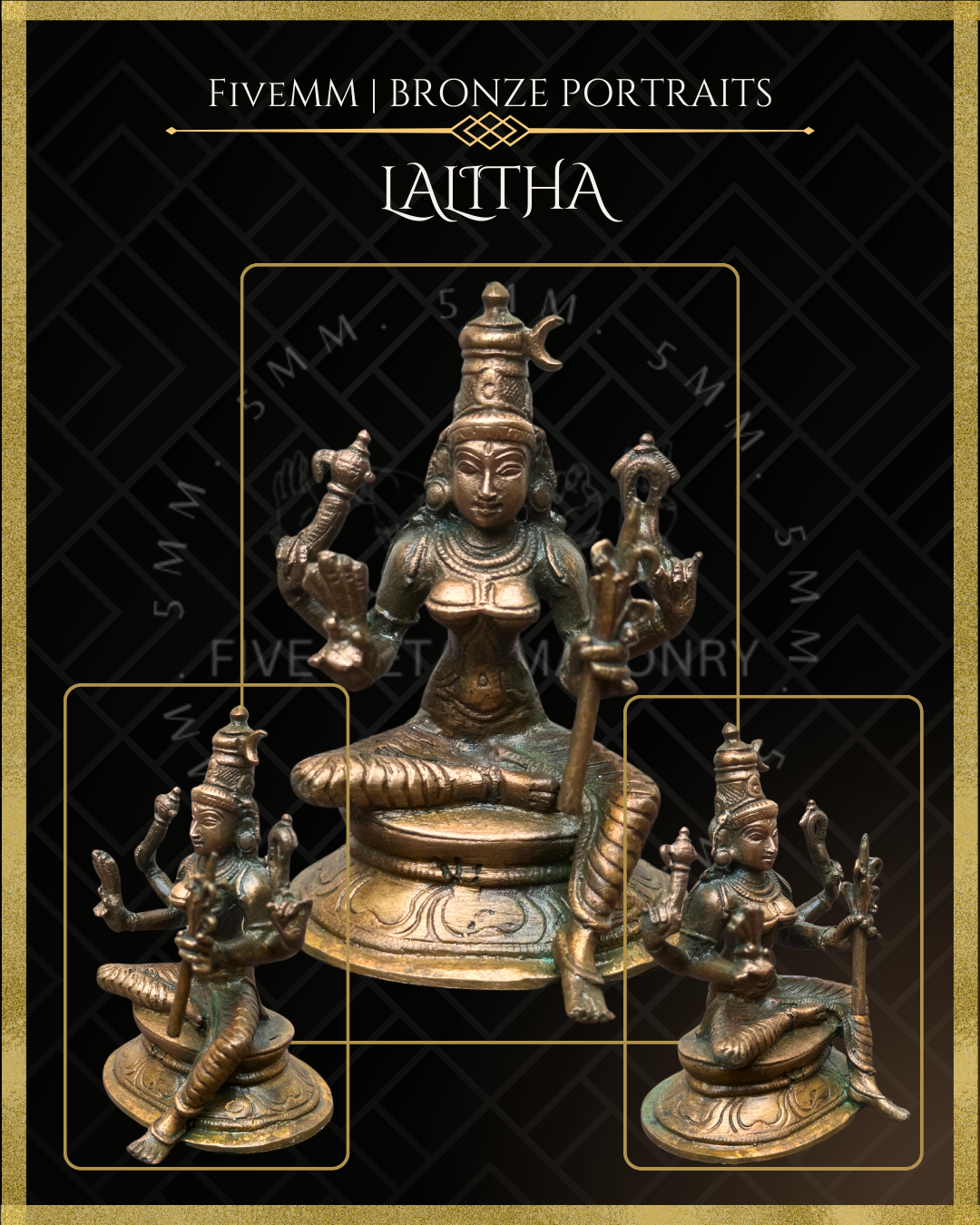 Lalitha Tripurasundari Panchaloha Bronze Icon - 3.5" -  Antique finish