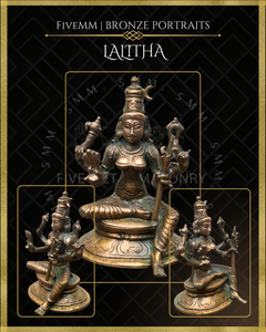 Lalitha Tripurasundari Panchaloha Bronze Icon - 3.5" -  Antique finish