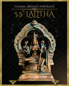 Lalitha Tripurasundari Panchaloha Bronze Icon - 5.5" with arch - Antique finish