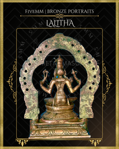 Lalitha Tripurasundari Panchaloha Bronze Icon - 5.5" with arch - Antique finish