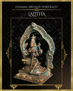 Lalitha Tripurasundari Panchaloha Bronze Icon - 5.5" with arch - Antique finish