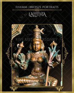 Lalitha Tripurasundari Panchaloha Bronze Icon - 5.5" with arch - Antique finish