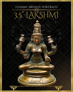 Lakshmi Panchaloha Bronze Icon - 3.5"  -  Antique finish