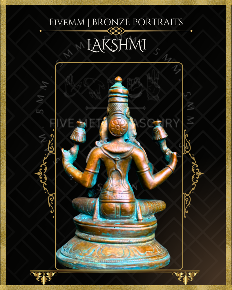 Lakshmi Panchaloha Bronze Icon - 3.5"  -  Antique finish