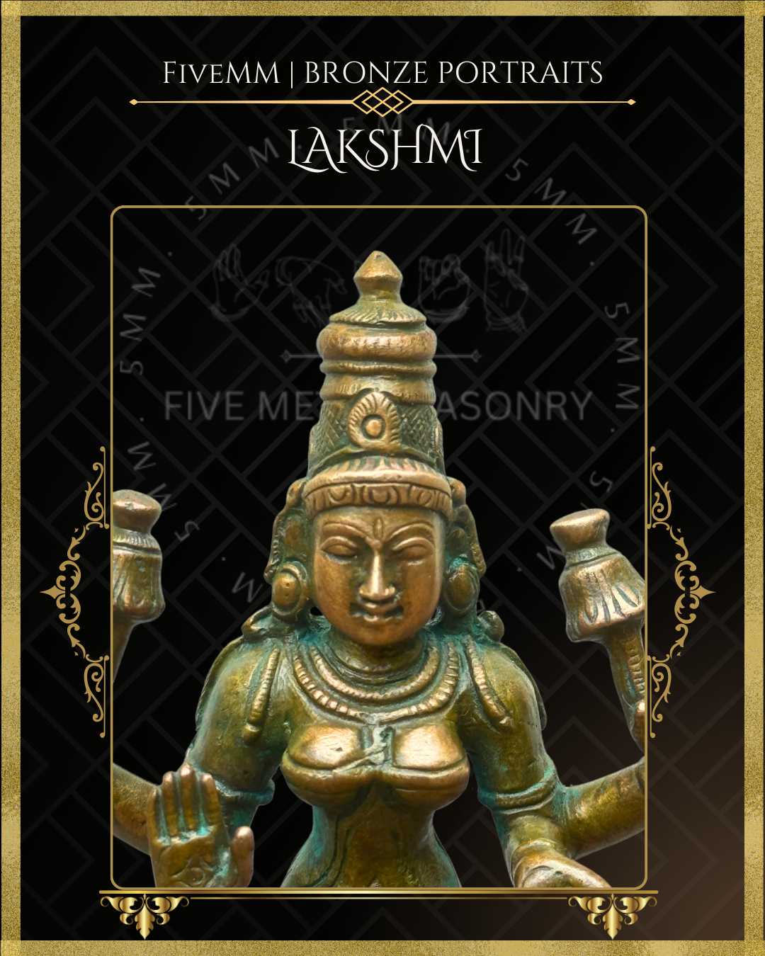 Lakshmi Panchaloha Bronze Icon - 3.5"  -  Antique finish