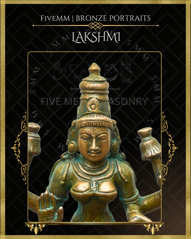 Lakshmi Panchaloha Bronze Icon - 3.5"  -  Antique finish