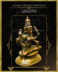 Lakshmi Panchaloha Bronze Icon - 3.5"  -  Antique finish