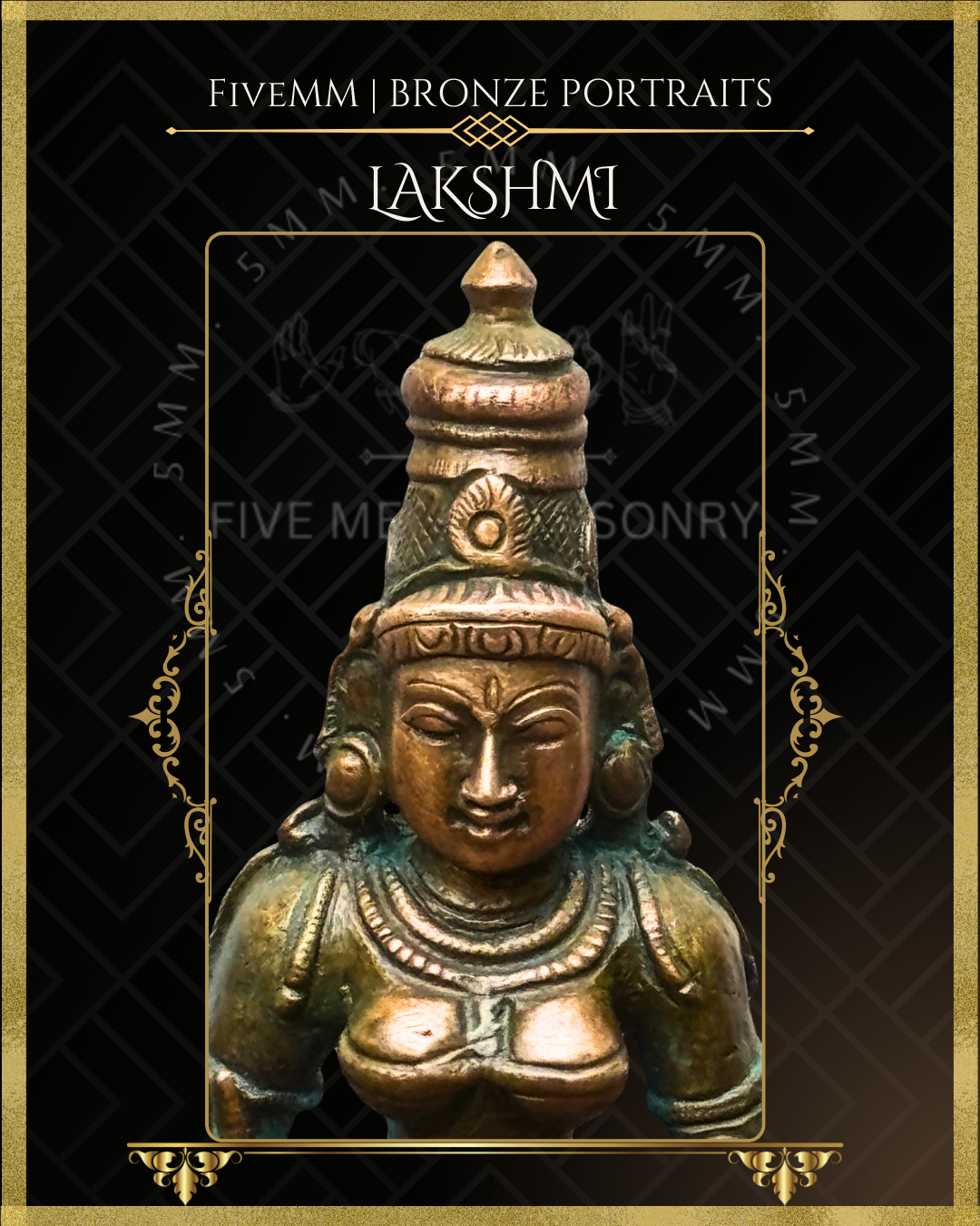 Lakshmi Panchaloha Bronze Icon - 3.5"  -  Antique finish
