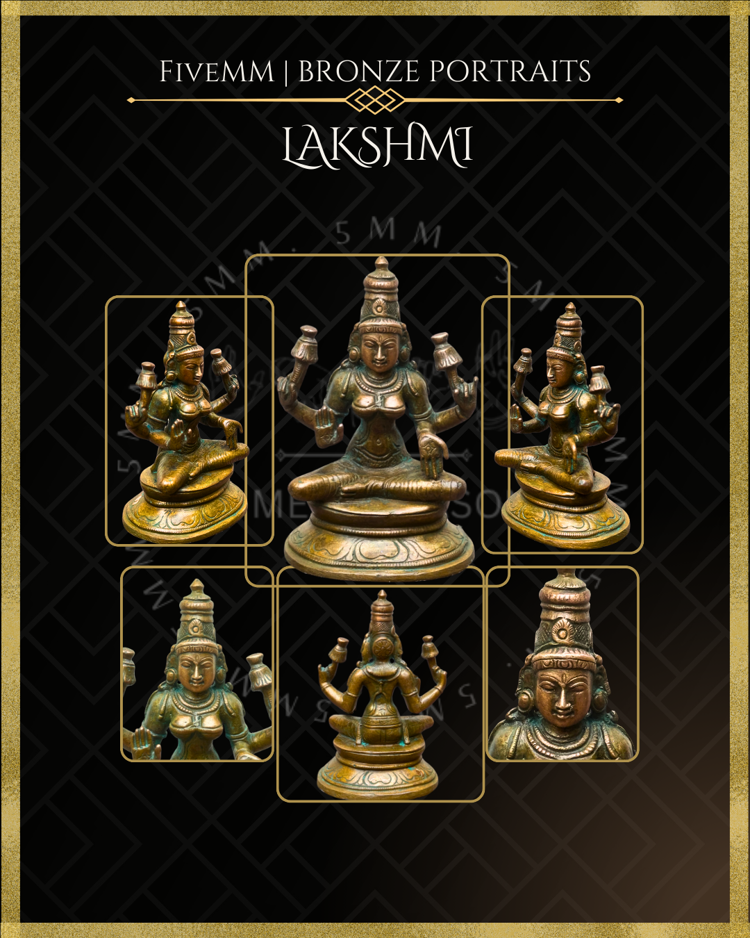 Lakshmi Panchaloha Bronze Icon - 3.5"  -  Antique finish