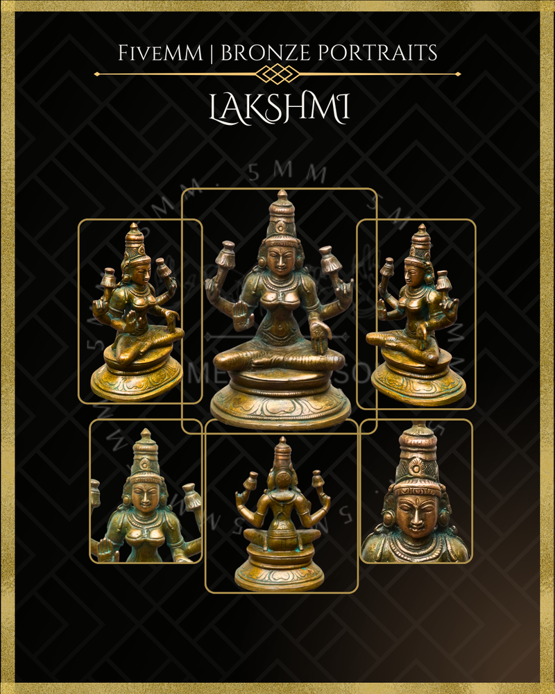 Lakshmi Panchaloha Bronze Icon - 3.5"  -  Antique finish