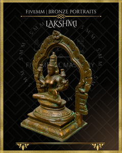 Lakshmi Panchaloha Bronze Icon - 5.5"  with arch -  Antique finish