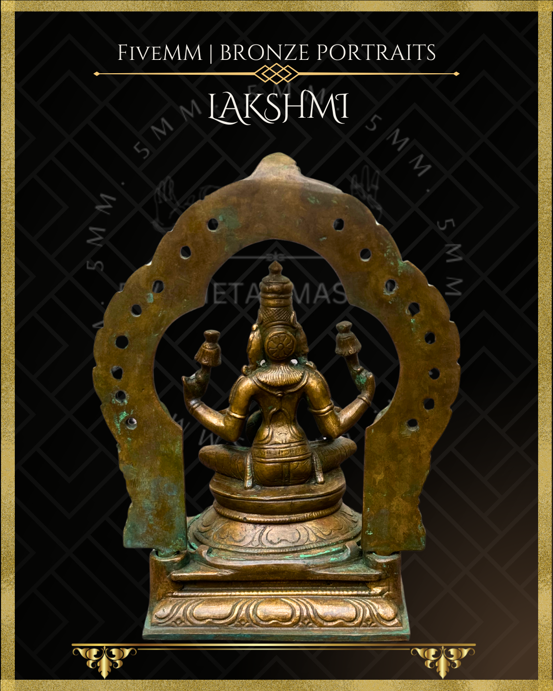Lakshmi Panchaloha Bronze Icon - 5.5"  with arch -  Antique finish