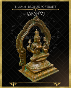 Lakshmi Panchaloha Bronze Icon - 5.5"  with arch -  Antique finish