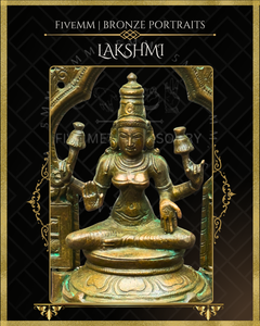 Lakshmi Panchaloha Bronze Icon - 5.5"  with arch -  Antique finish