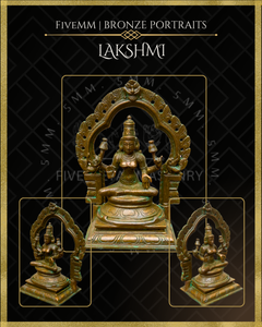 Lakshmi Panchaloha Bronze Icon - 5.5"  with arch -  Antique finish