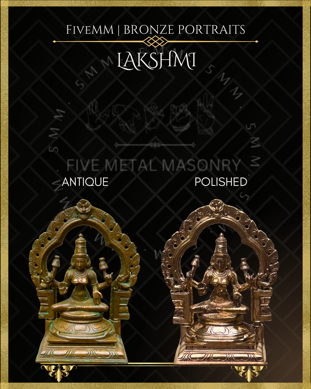 Lakshmi Panchaloha Bronze Icon - 5.5" with arch -  Polished finish