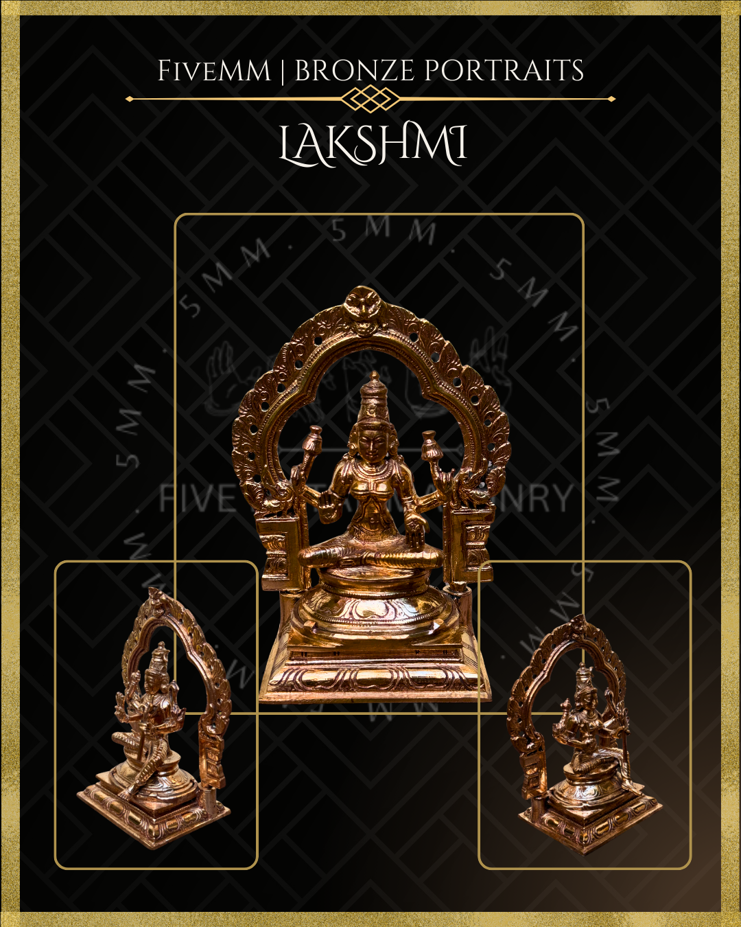 Lakshmi Panchaloha Bronze Icon - 5.5" with arch -  Polished finish