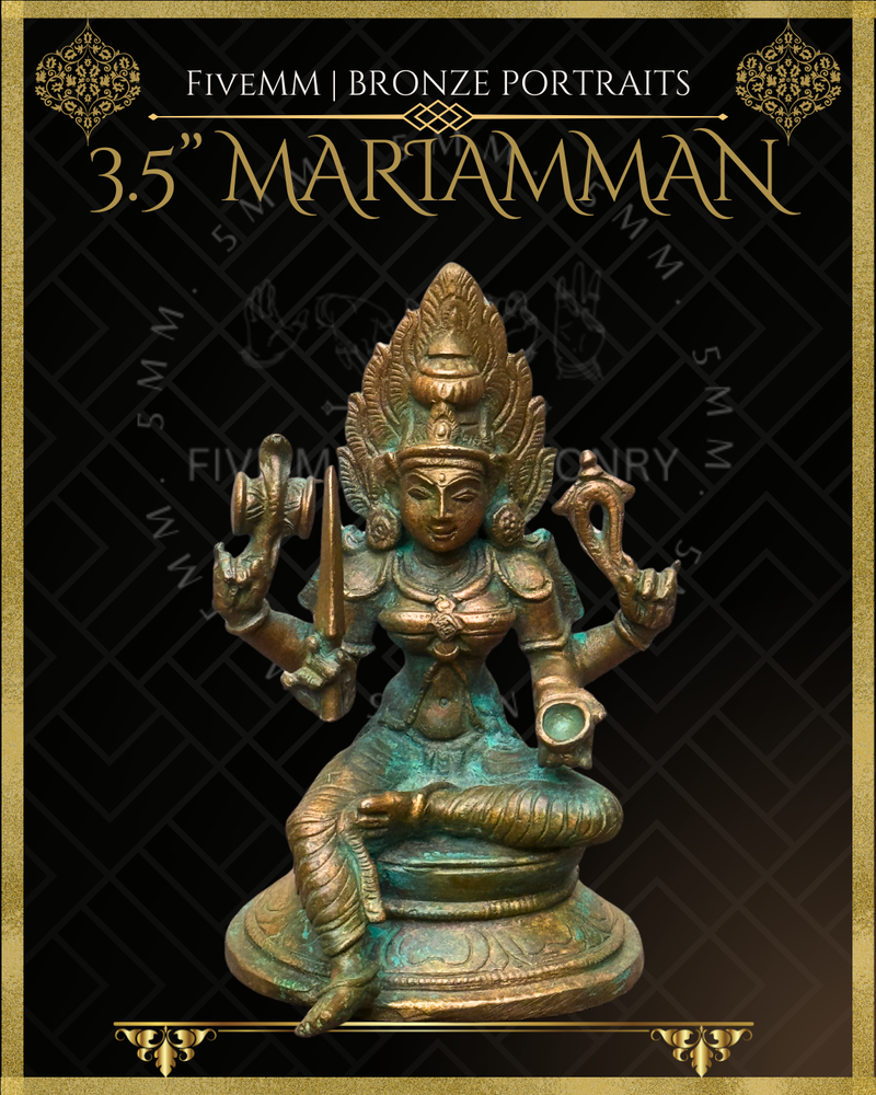 Mariamman with Sword Panchaloha Bronze Icon - 3.5"