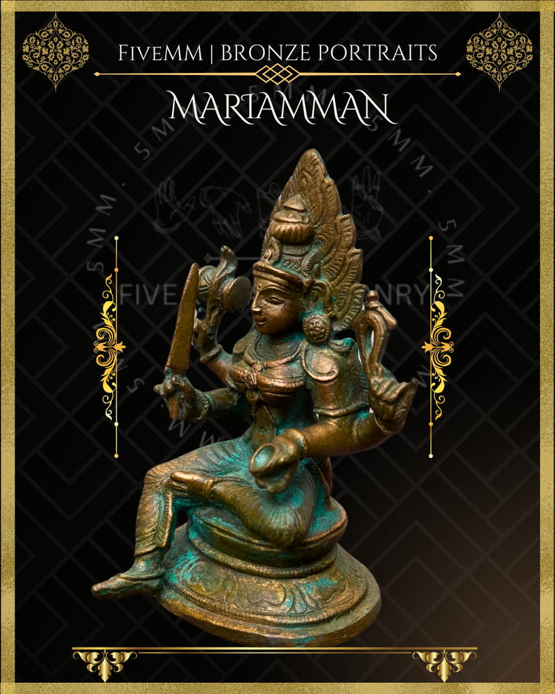 Mariamman with Sword Panchaloha Bronze Icon - 3.5"