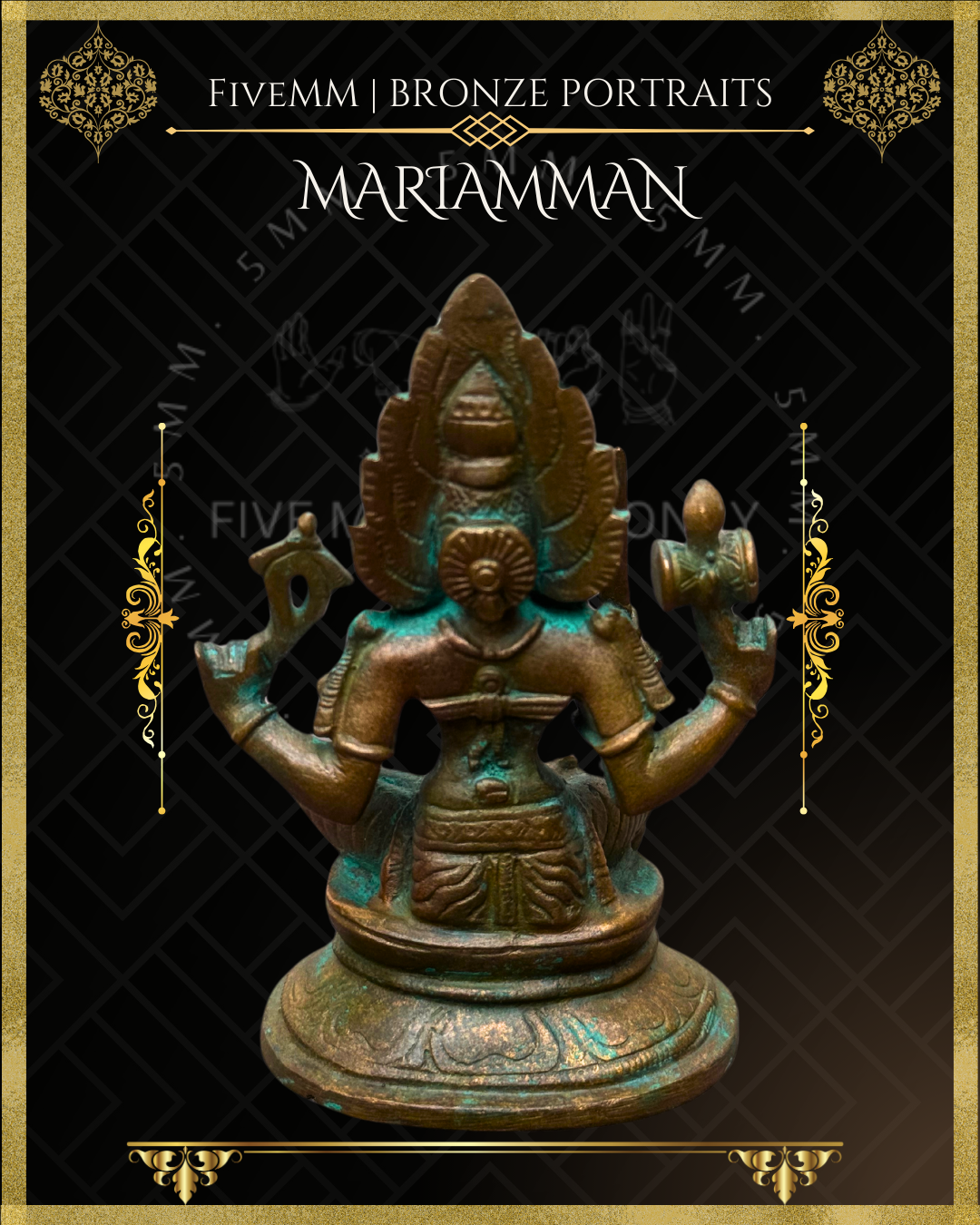 Mariamman with Sword Panchaloha Bronze Icon - 3.5"