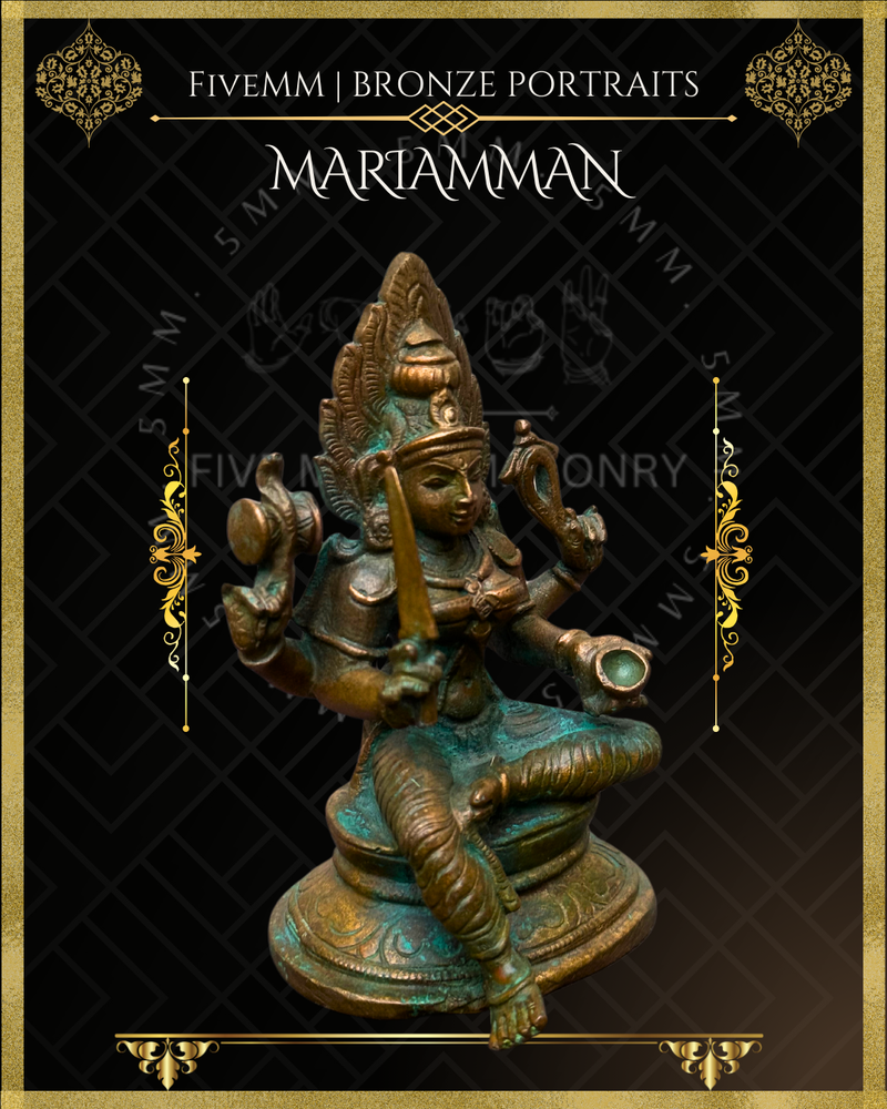 Mariamman with Sword Panchaloha Bronze Icon - 3.5"