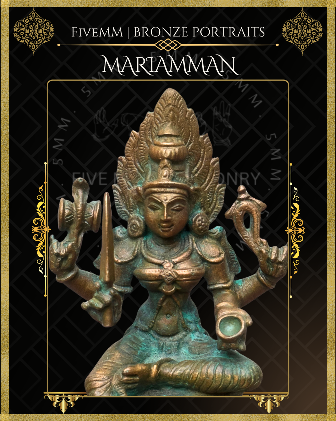 Mariamman with Sword Panchaloha Bronze Icon - 3.5"