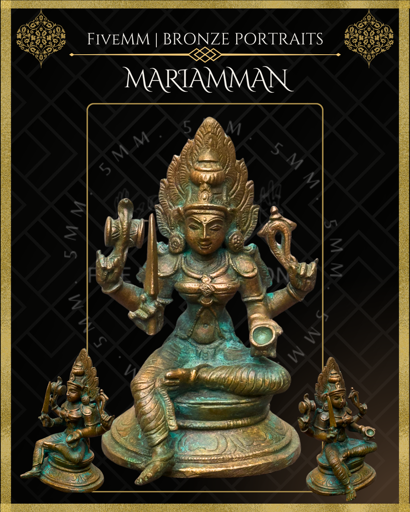 Mariamman with Sword Panchaloha Bronze Icon - 3.5"