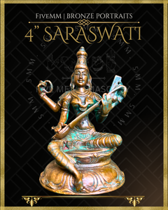 Saraswati Panchaloha Bronze Icon - 4"