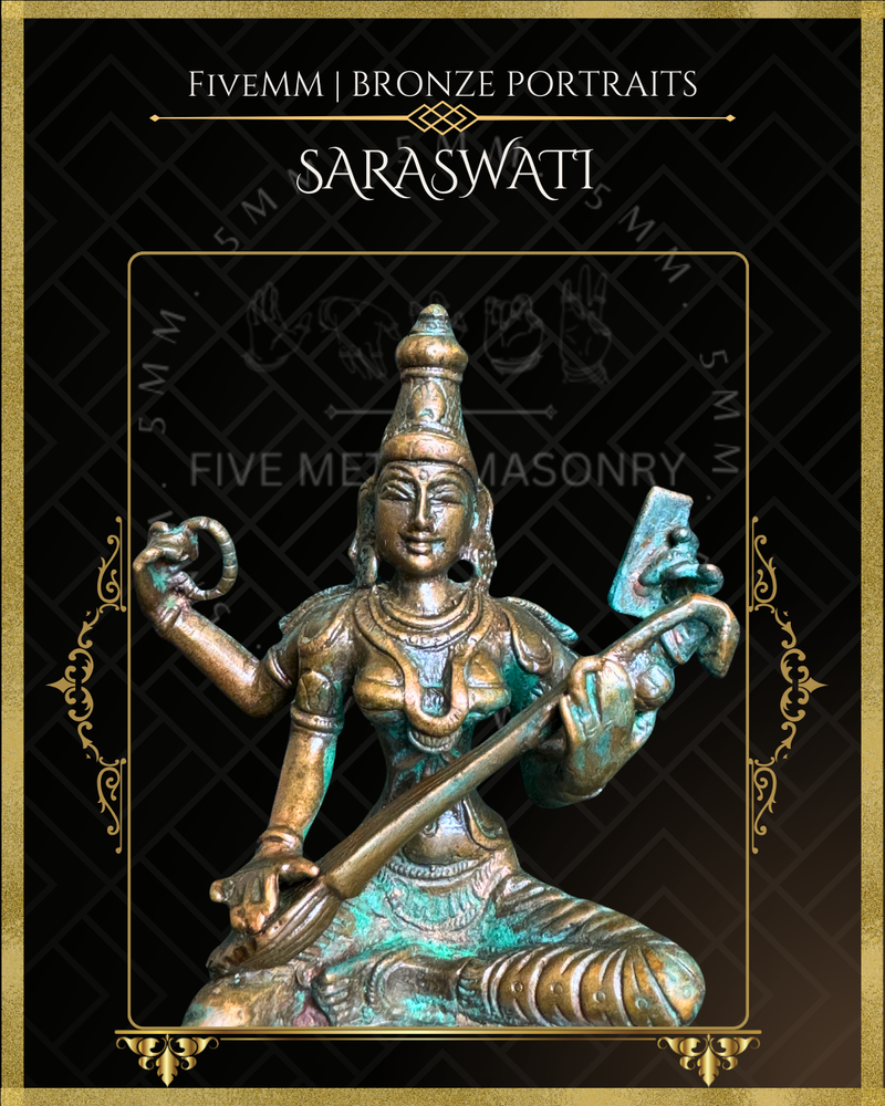 Saraswati Panchaloha Bronze Icon - 4"