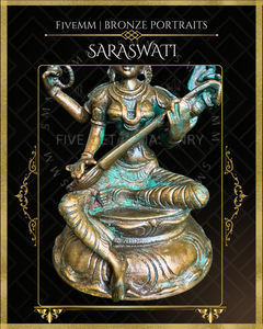 Saraswati Panchaloha Bronze Icon - 4"