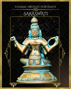 Saraswati Panchaloha Bronze Icon - 3.5"