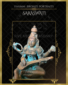Saraswati Panchaloha Bronze Icon - 3.5"