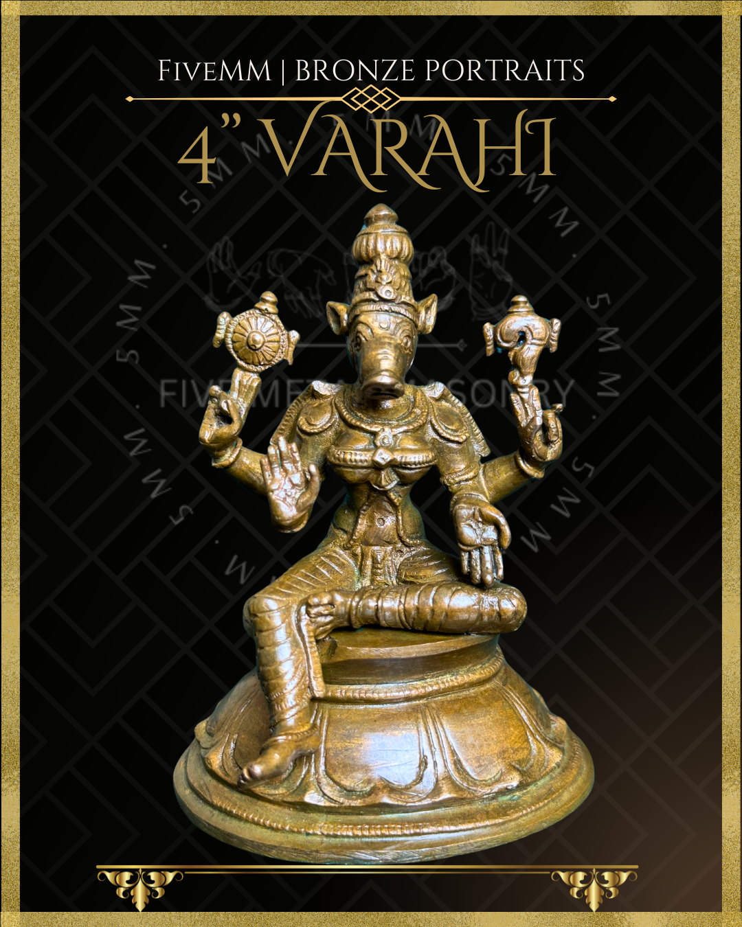 Varahi Panchaloha Bronze Icon - 4" Seated