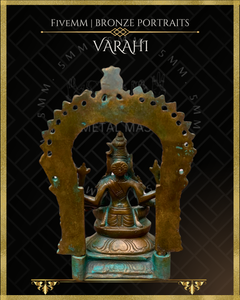 Varahi Panchaloha Bronze Icon - 5.5" Seated with arch - Antique finish