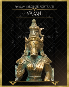 Varahi Panchaloha Bronze Icon - 5.5" Seated with arch - Antique finish