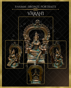 Varahi Panchaloha Bronze Icon - 5.5" Seated with arch - Antique finish