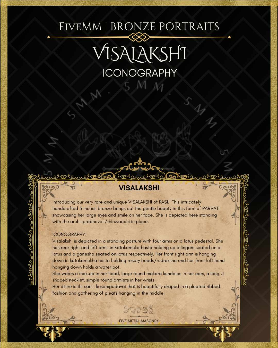 Kasi Visalakshi Panchaloha Bronze Icon - 5.5" with arch