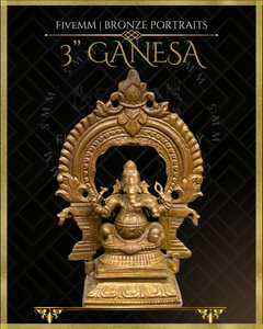 Ganesa Panchaloha Bronze Icon - 3" Seated with arch