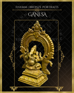 Ganesa Panchaloha Bronze Icon - 3" Seated with arch