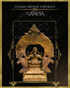 Ganesa Panchaloha Bronze Icon - 3" Seated with arch