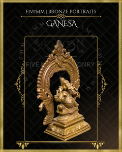 Ganesa Panchaloha Bronze Icon - 3" Seated with arch